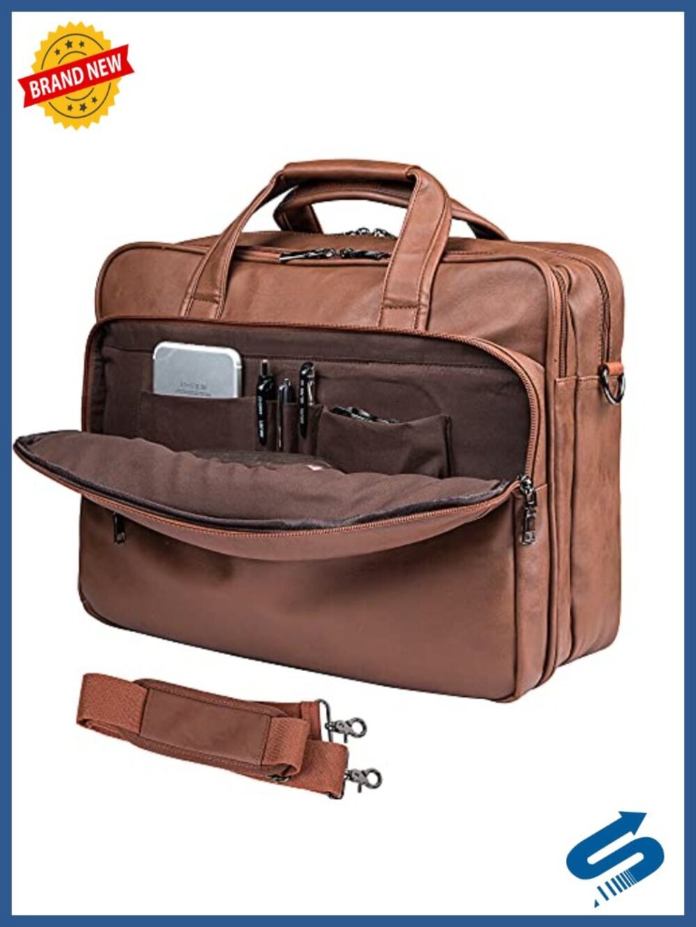 Leather Laptop Bag 15.6 Inch Messenger Briefcase Business Satchel Shoulder Bag
